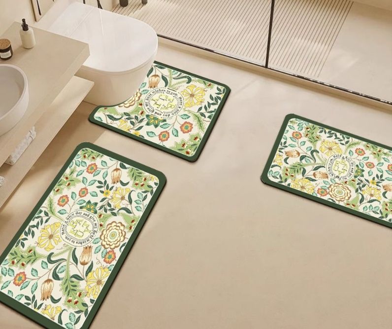 花柄ボタニカルデザイントイレマット3点セット