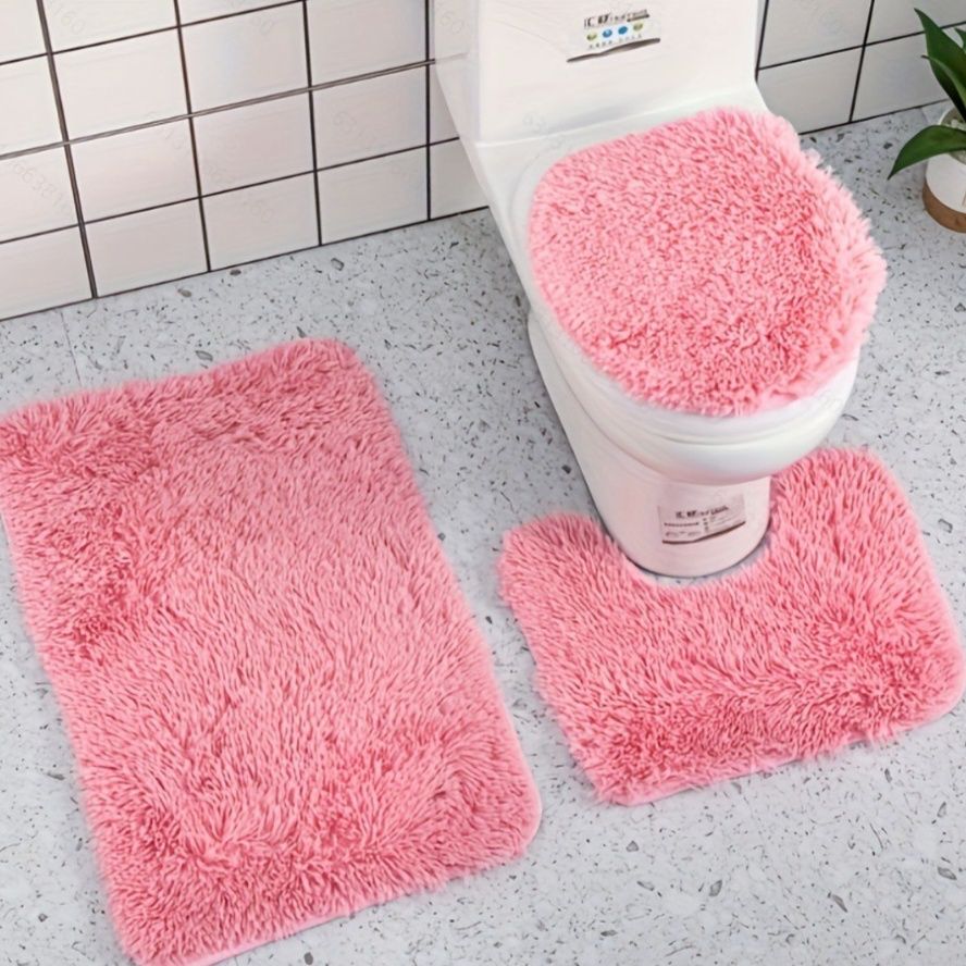 ふわふわ長毛トイレマット3点セット