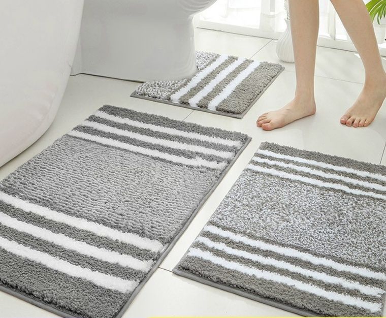ふわふわボーダー柄トイレマット3点セット
