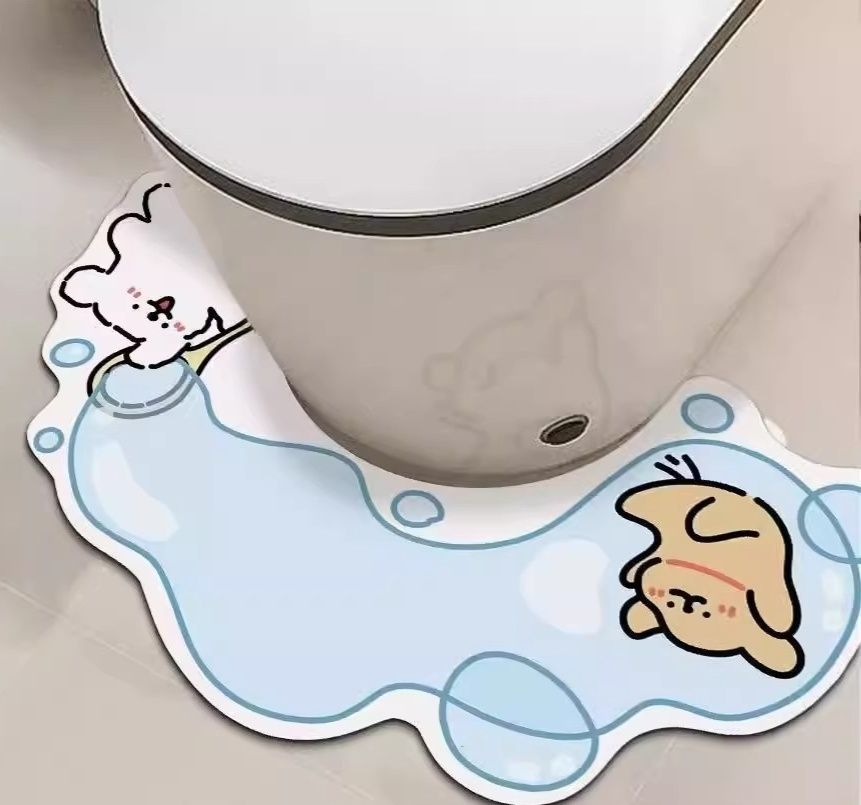 トイレマット かわいい動物柄拭けるトイレマット