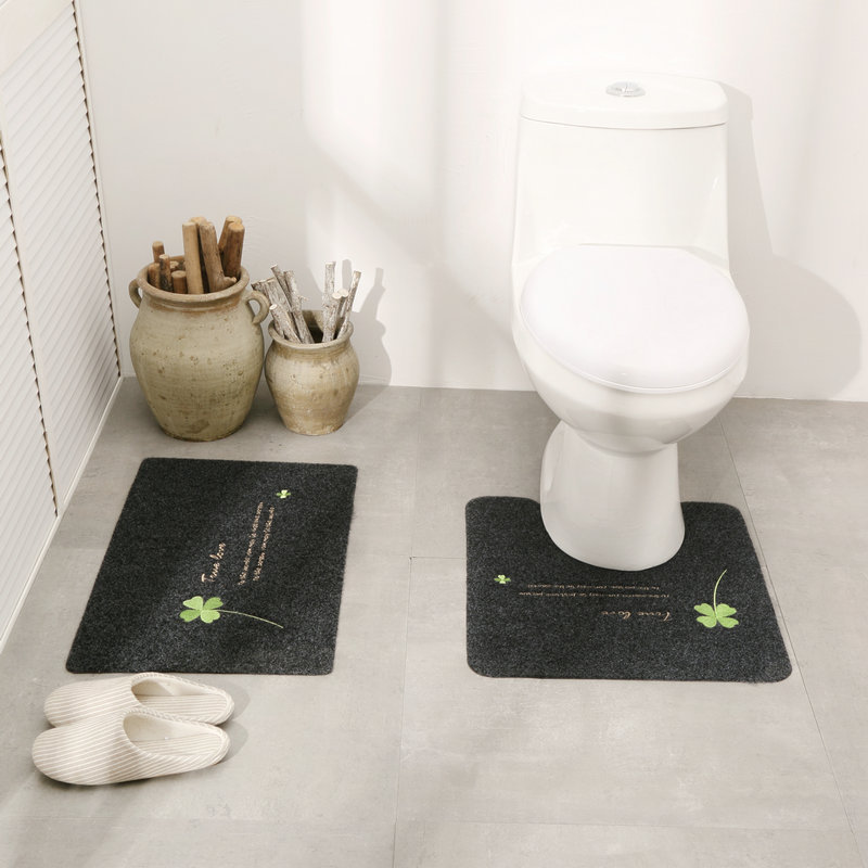 トイレマット 四つ葉のクローバー刺繍付きトイレマット