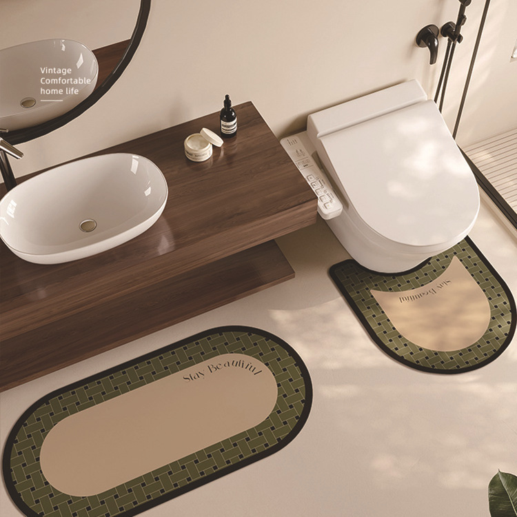 トイレマット 編み込み風モダンデザイントイレマット三点セット