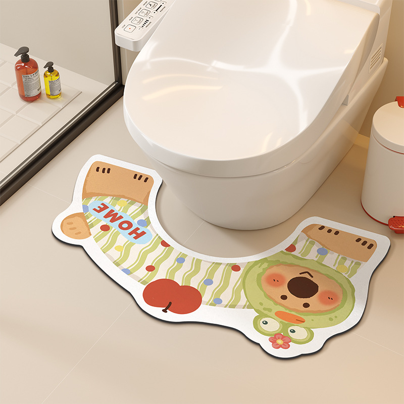 トイレマット 可愛いキャラクター柄シリコン製 足元マット