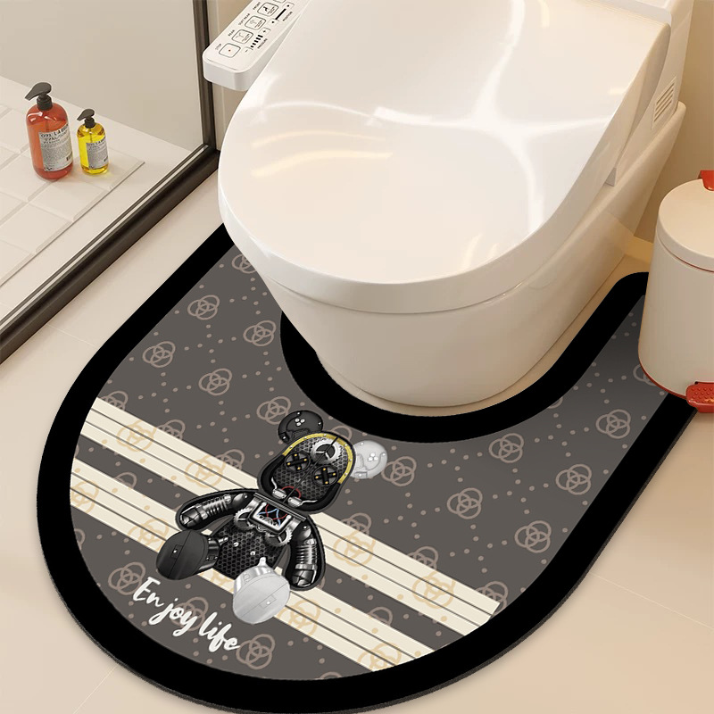 ロボットクマ柄おしゃれ珪藻土トイレマット