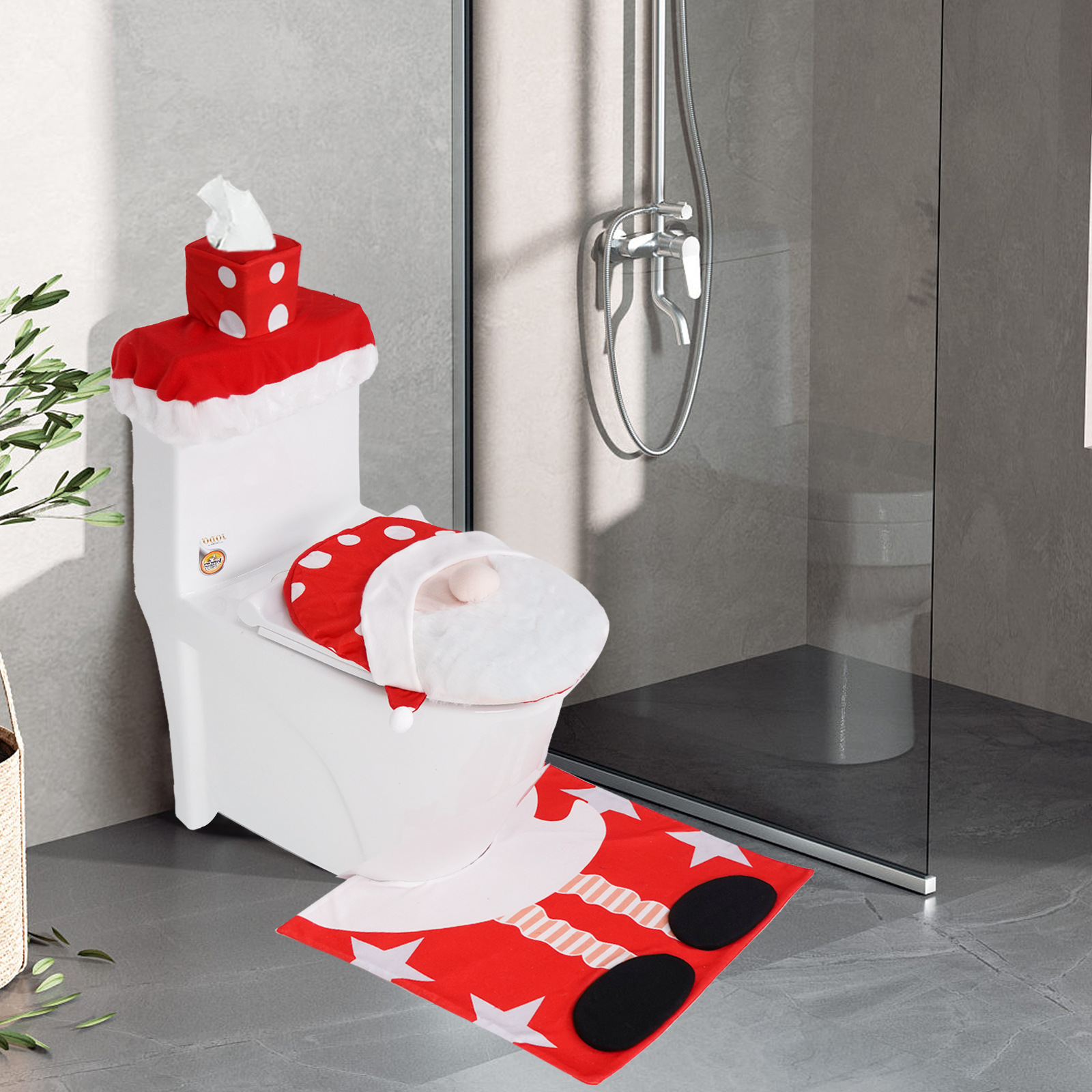 トイレマット クリスマスデザイントイレマットセット