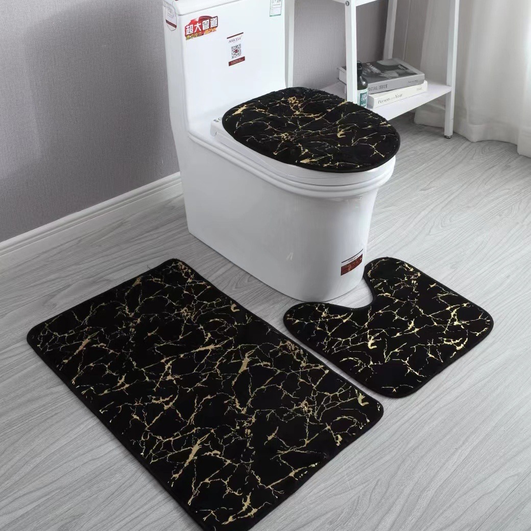 大理石柄トイレマット3点セット 高級感あふれる上質デザイン