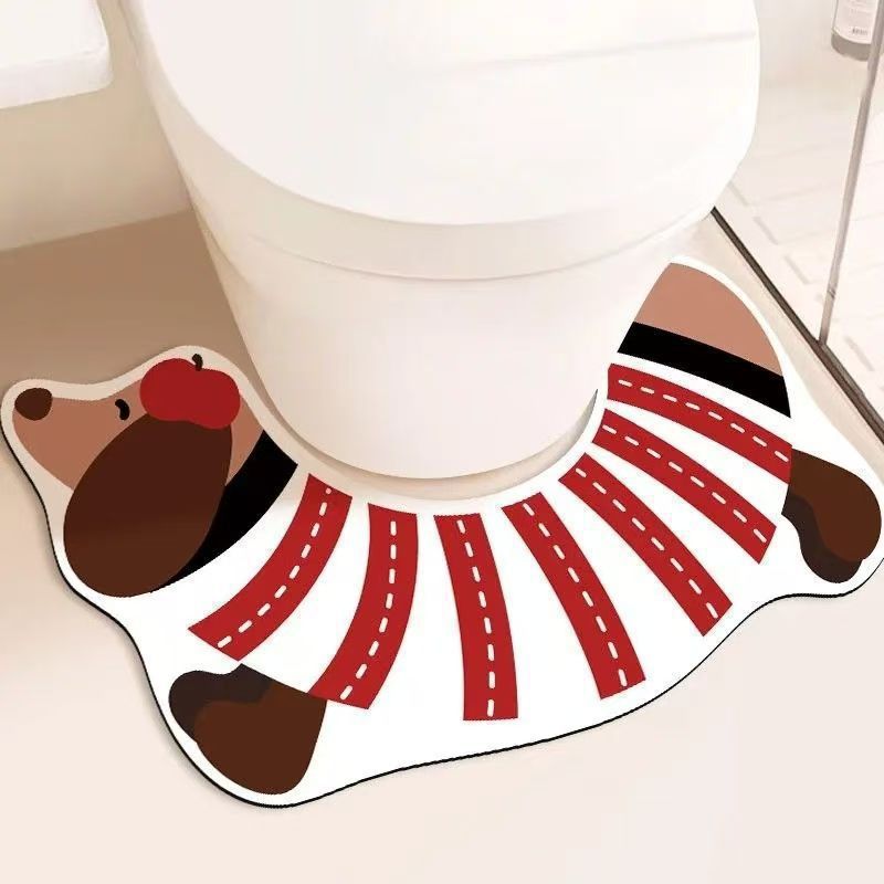 いぬのキャラクター柄拭けるトイレマット