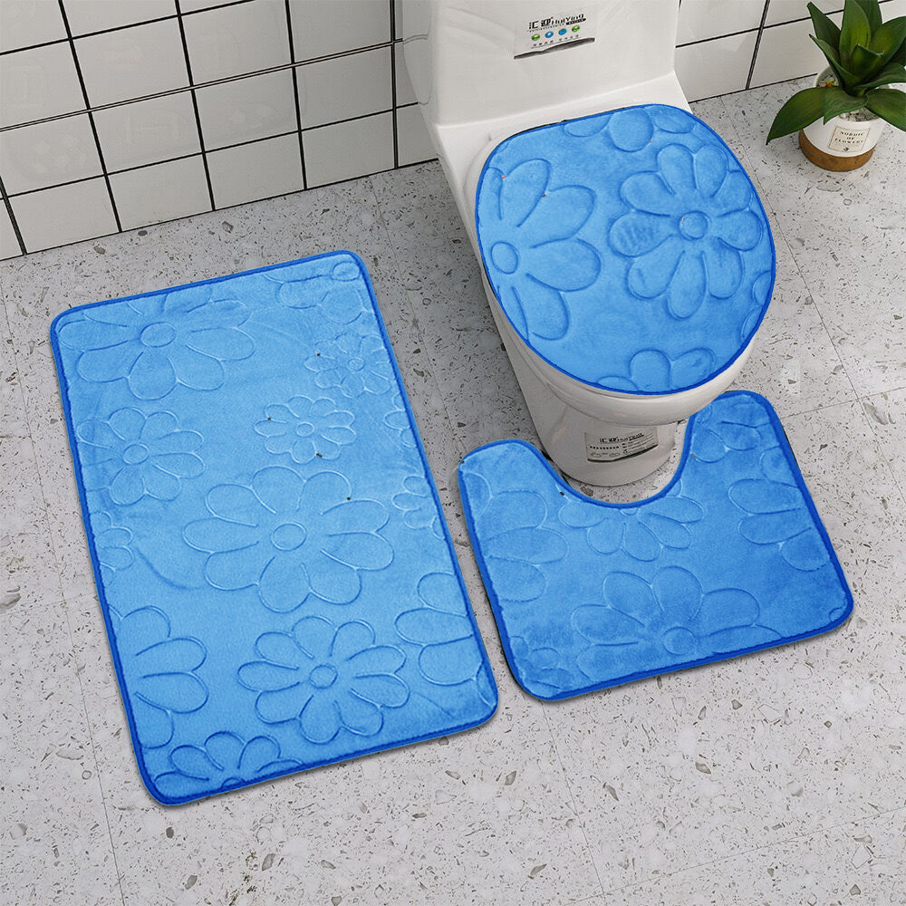トイレマット 花柄と波模様が選べるトイレマット3点セット