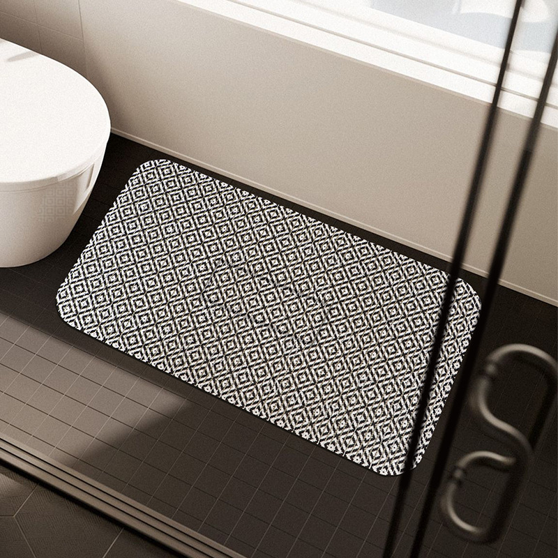トイレマット 吸着式滑り止め付きシンプル幾何学模様トイレマット
