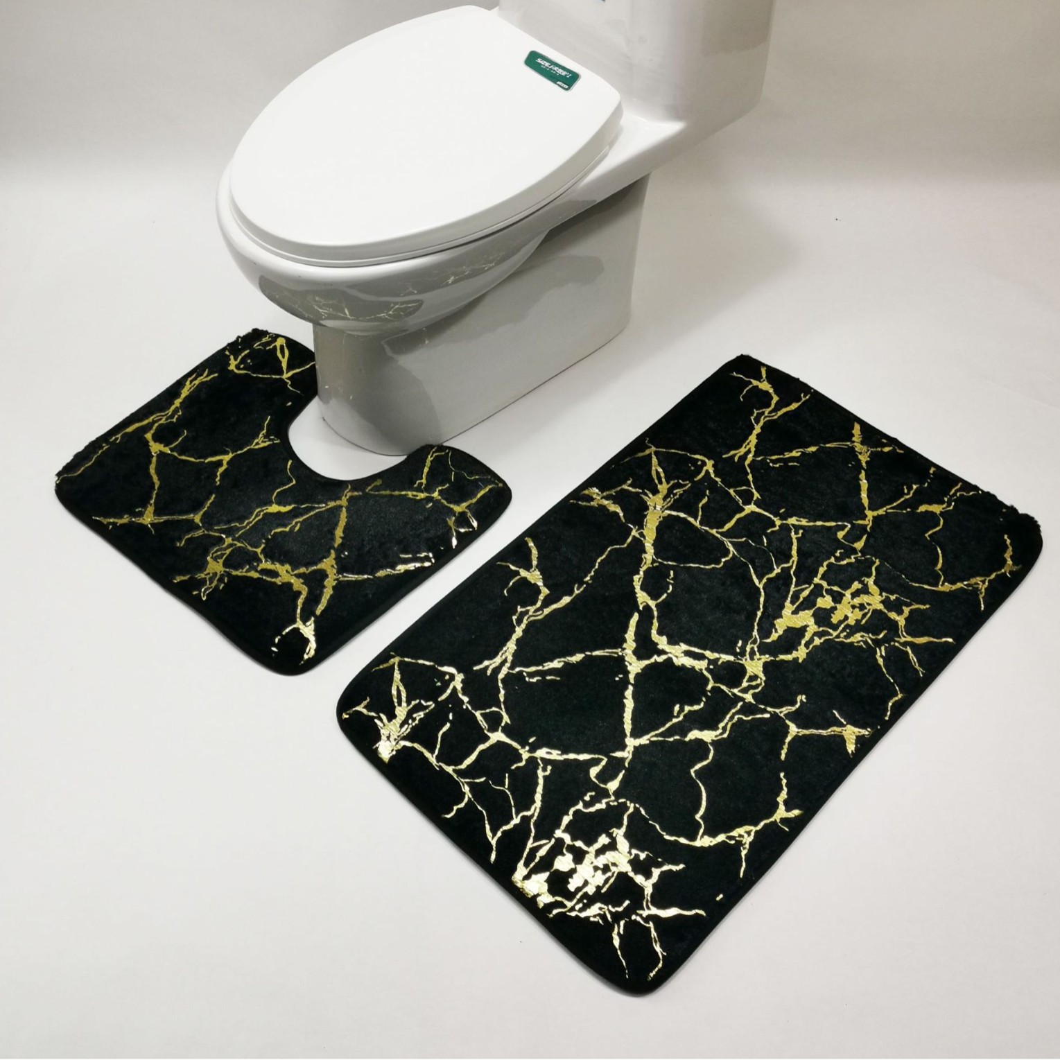 大理石調金彩模様トイレマット2点セット
