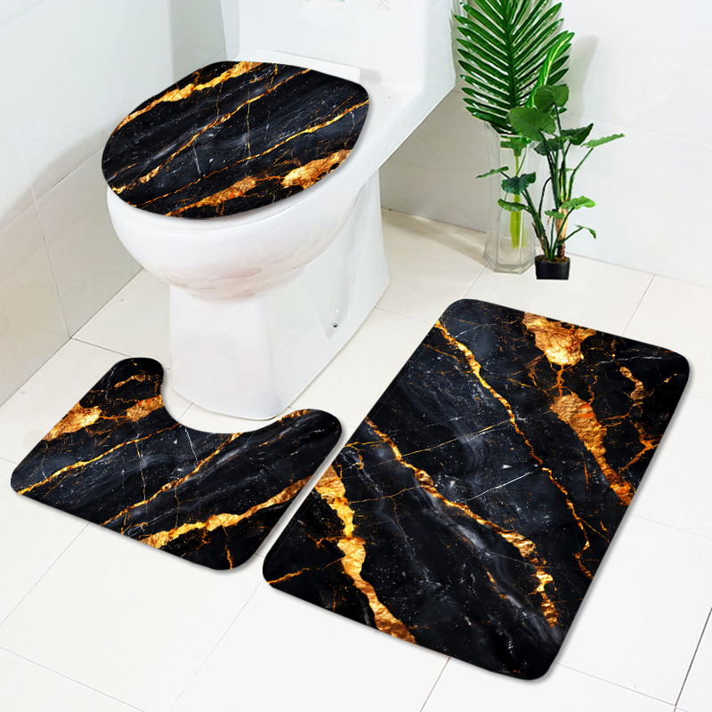 大理石柄トイレマットセット 高級感あふれる3点組