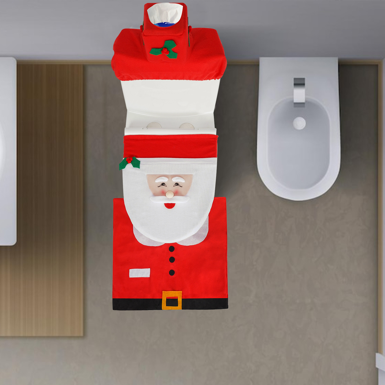 トイレマット サンタクロースデザイントイレマット3点セット