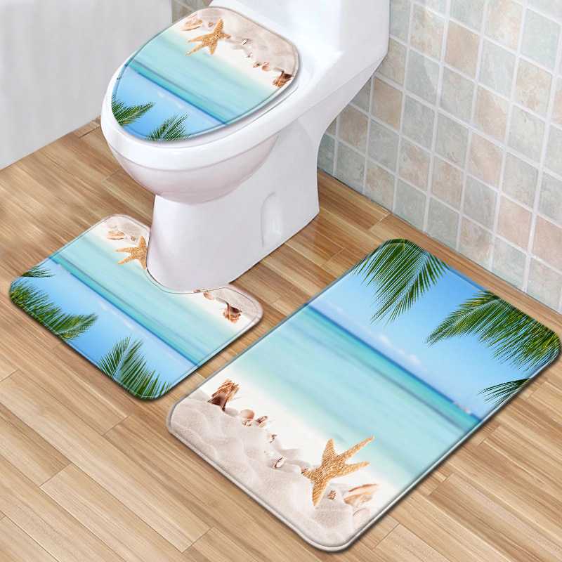 トイレマット 南国ビーチリゾート柄トイレマット三点セット
