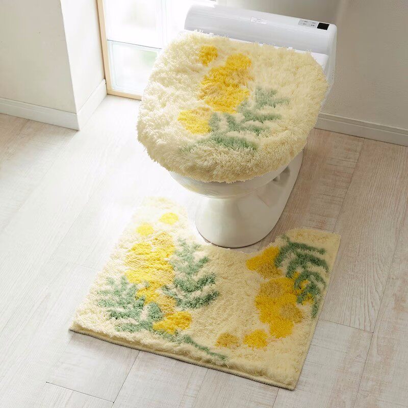 トイレマット 花柄ボタニカル柄ふわふわトイレマット二点セット