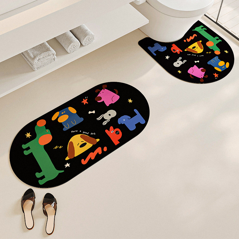 トイレマット 可愛い動物柄トイレマット二点セット