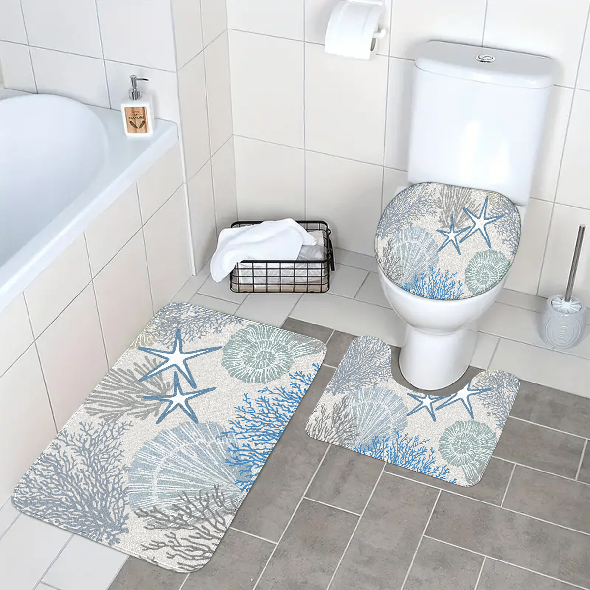 海の生き物柄トイレマット3点セット