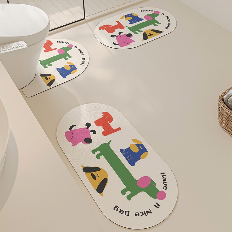 いぬ柄かわいい珪藻土トイレマット3点セット