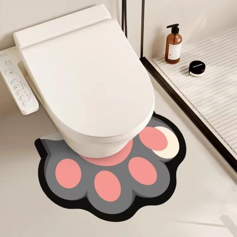 トイレマット 動物の肉球デザインシリコン製トイレマット