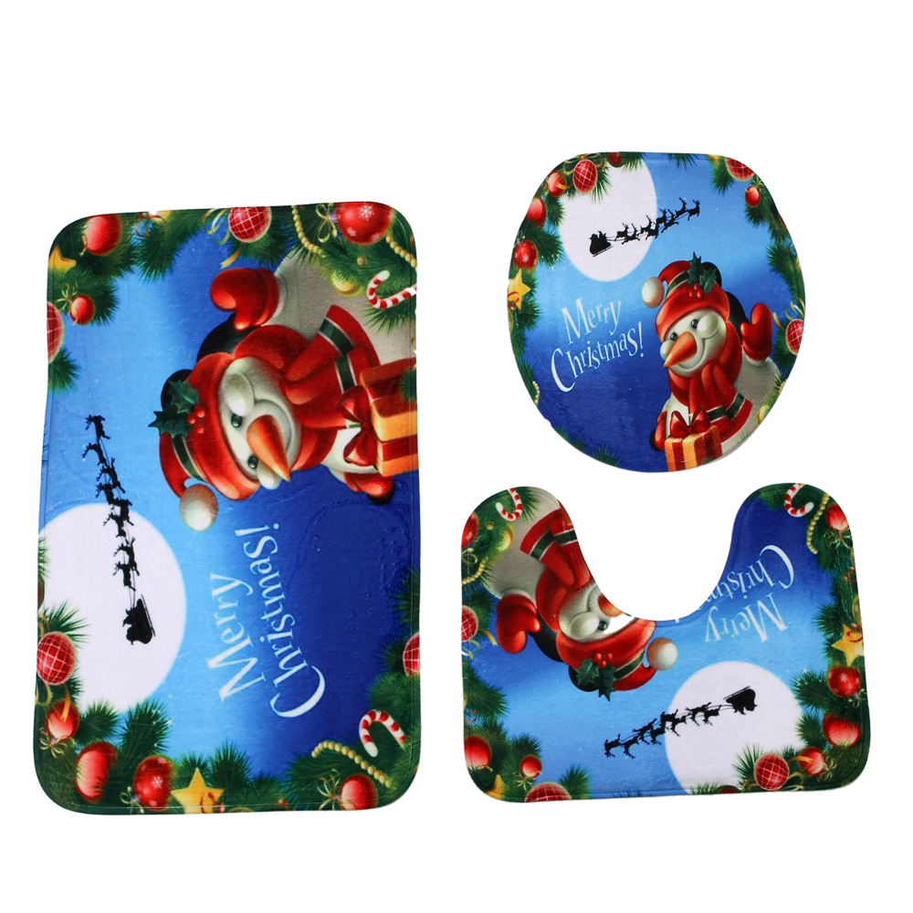 雪だるまクリスマス柄トイレマット3点セット