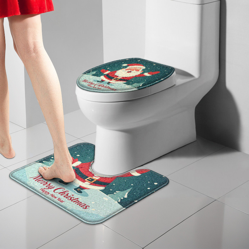 サンタクロース柄クリスマストイレマットセット