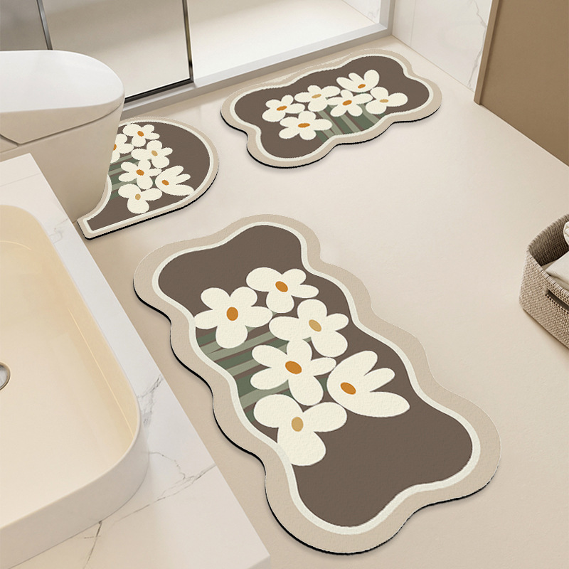 花柄トイレマット 波形フォルム 小花デザイン