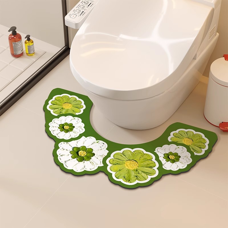 花柄トイレマット 大輪の花が咲く華やかデザイン