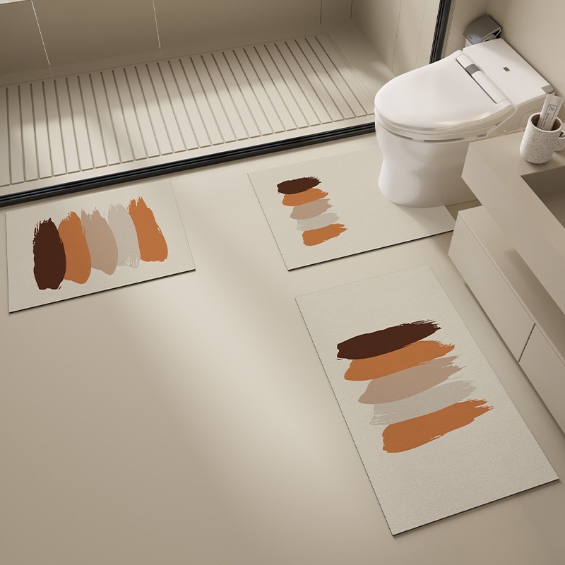 トイレマット 絵筆タッチ柄のおしゃれなトイレマット二点/三点セット