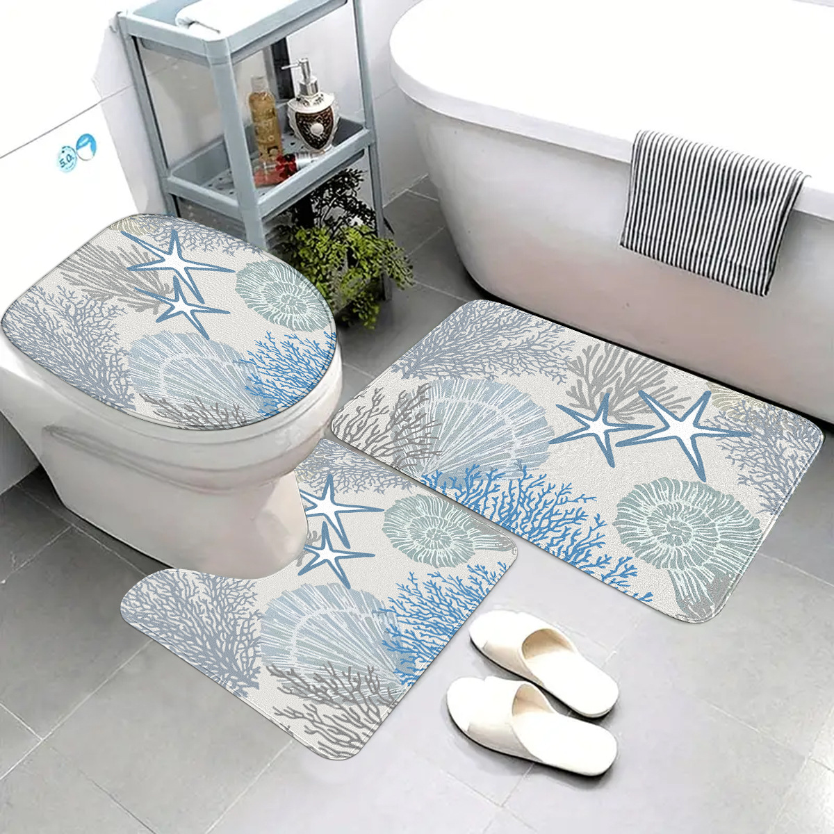 海の生き物柄トイレマット3点セット