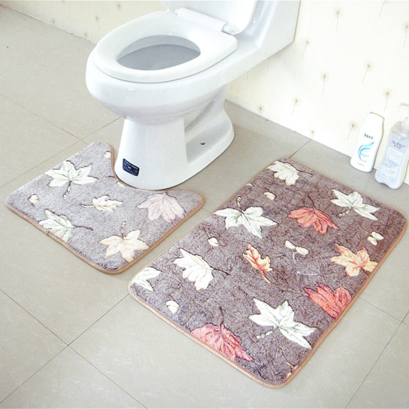 トイレマット 花と葉模様のやわらかトイレマット2枚セット