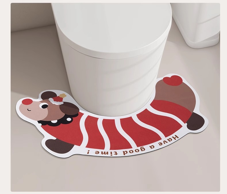 トイレマット 可愛い動物デザイン便器周りシリコン製吸着マット