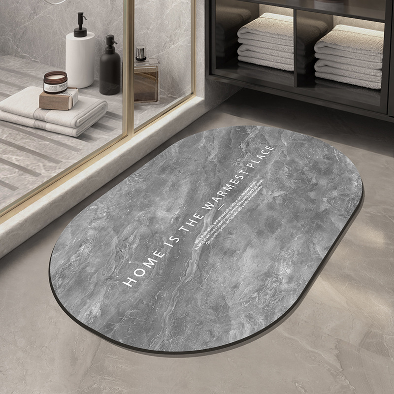 トイレマット 大理石調文字入りシリコン製滑り止めトイレマット