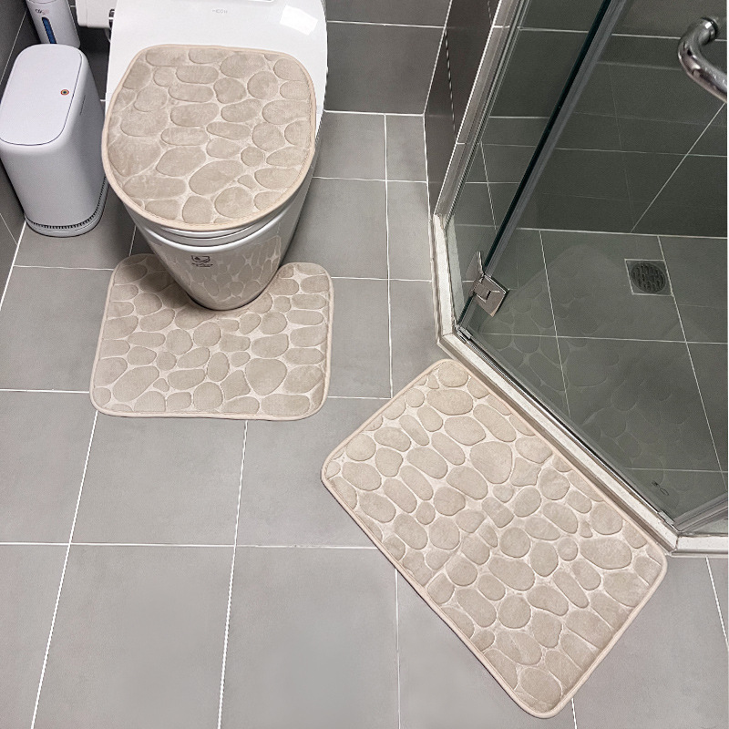 トイレマット 立体石畳模様トイレマット三点セット