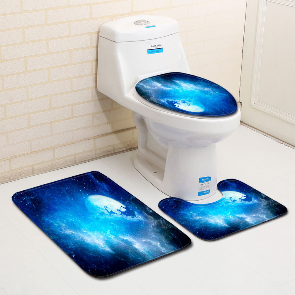 トイレマット 幻想的な夜空と雪景色のトイレマットセット