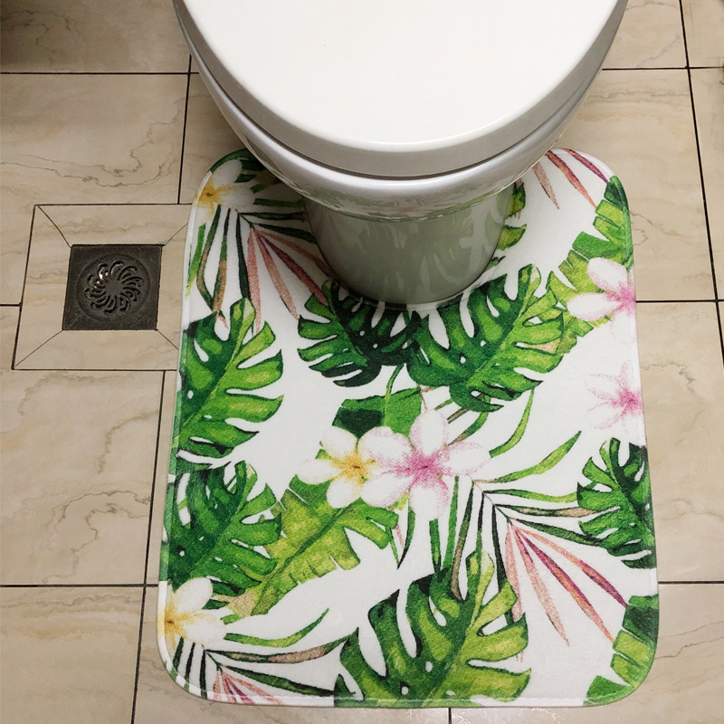 トイレマット 南国トロピカルリーフと花の楽園トイレマット