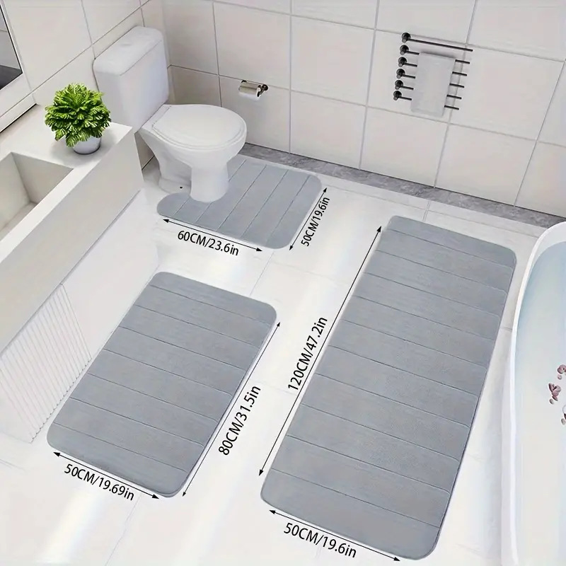 ストライプ柄トイレマット3点セット