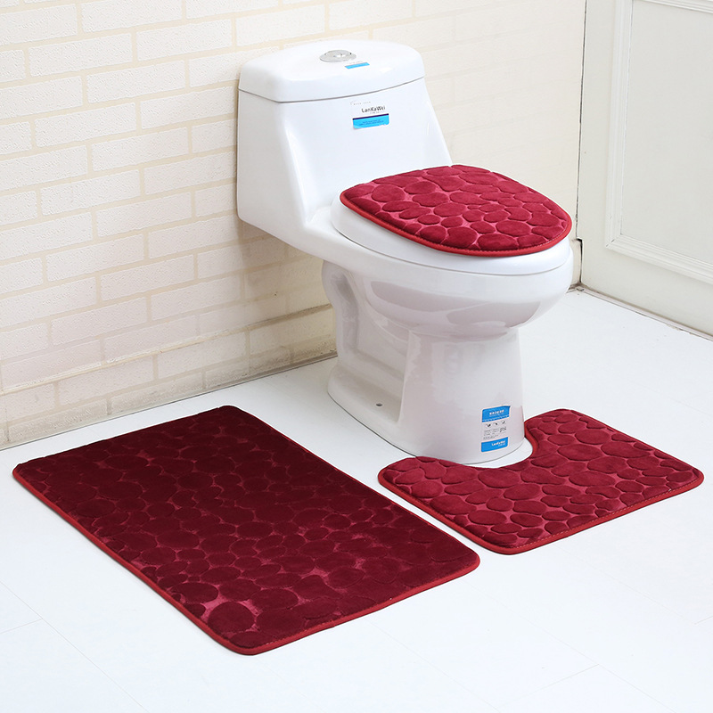 石畳模様のふわふわトイレマット3点セット