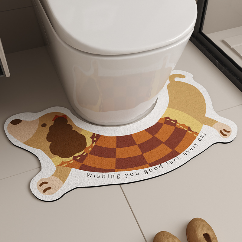 トイレマット わんちゃんモチーフトイレ周りシリコン製マット