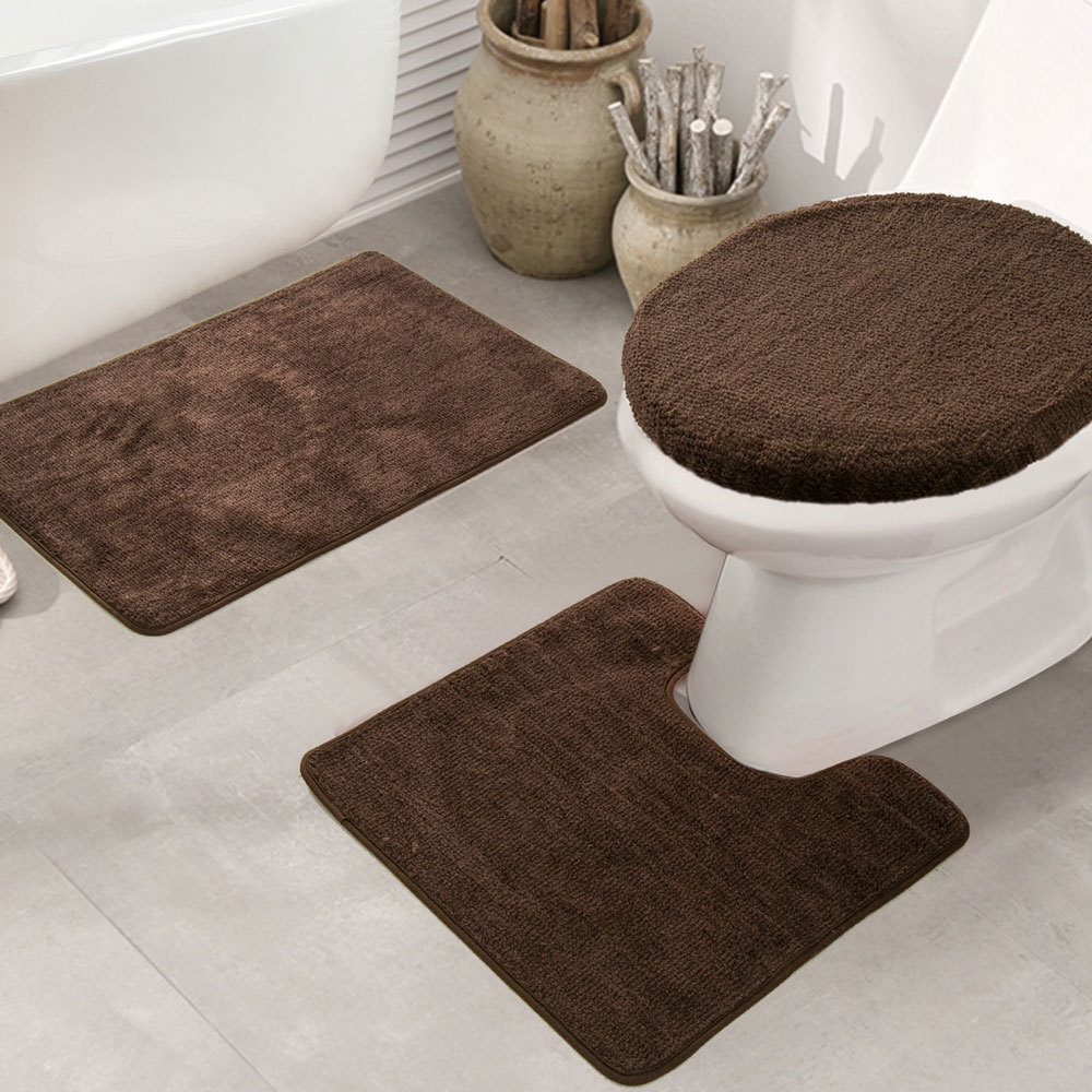 トイレマット ふんわり無地の三点組トイレマット