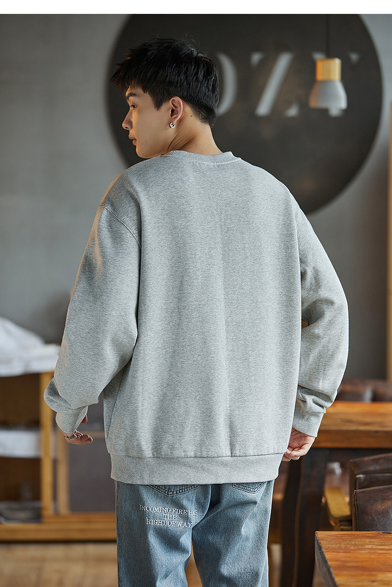 トレーナー　メンズ 山並み刺繍入り カジュアルトレーナー