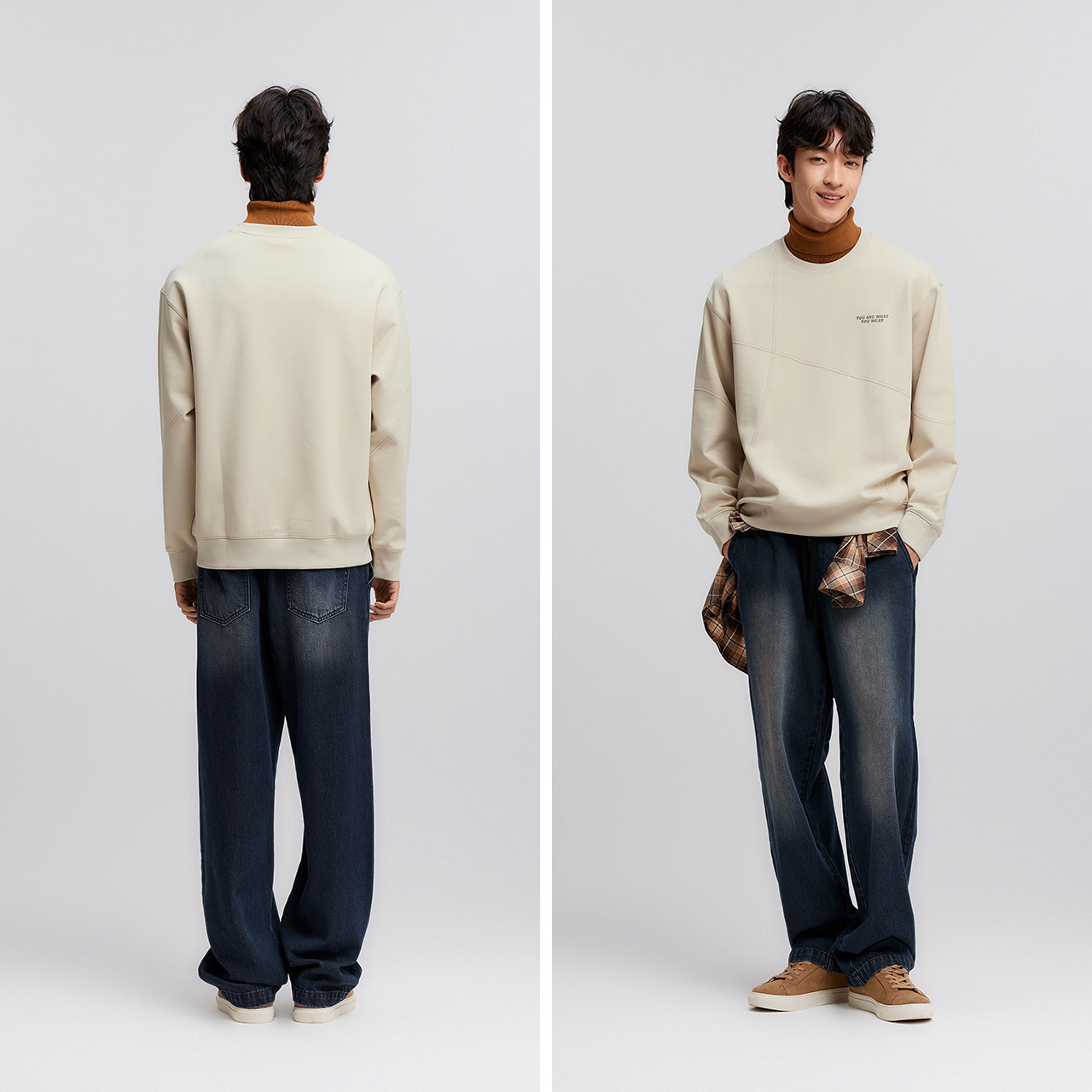 トレーナー　メンズ シンプル切替デザイントレーナー