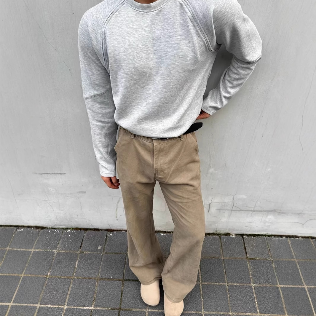 トレーナー　メンズ シンプル無地ラグランスリーブトレーナー