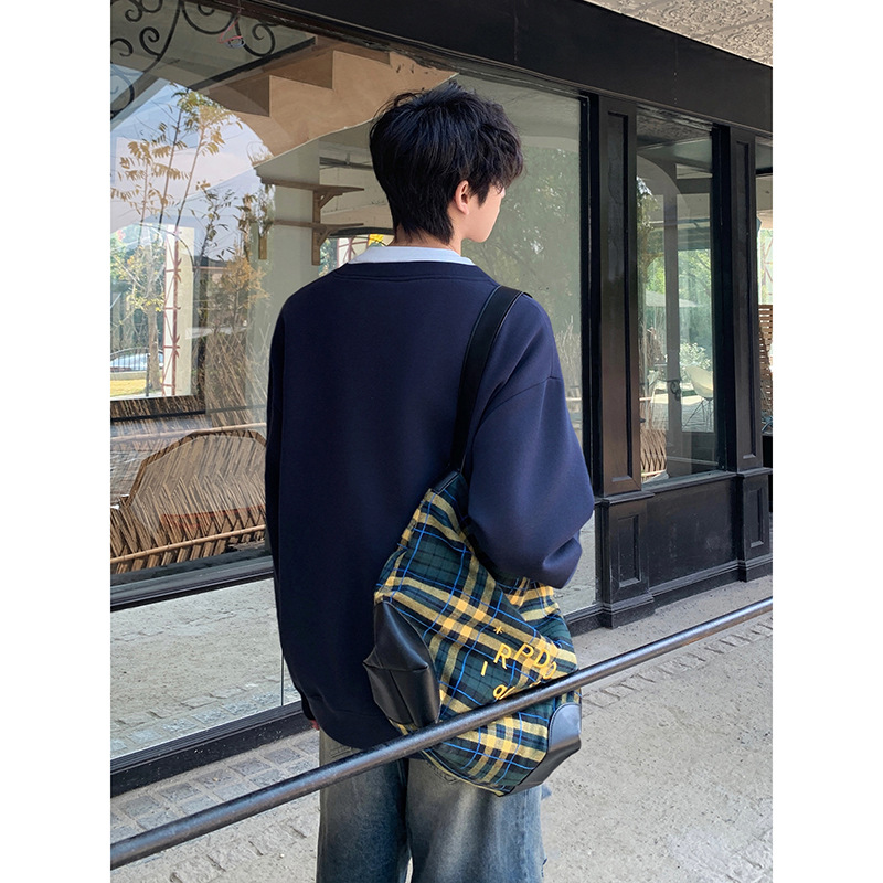 トレーナー　メンズ 重ね着風デザイン ゆったりトレーナー