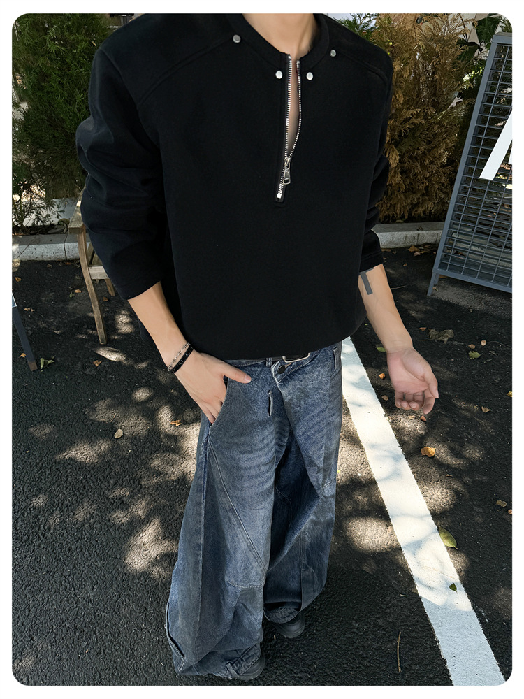 トレーナー　メンズ ジップアップスタンドカラートレーナー