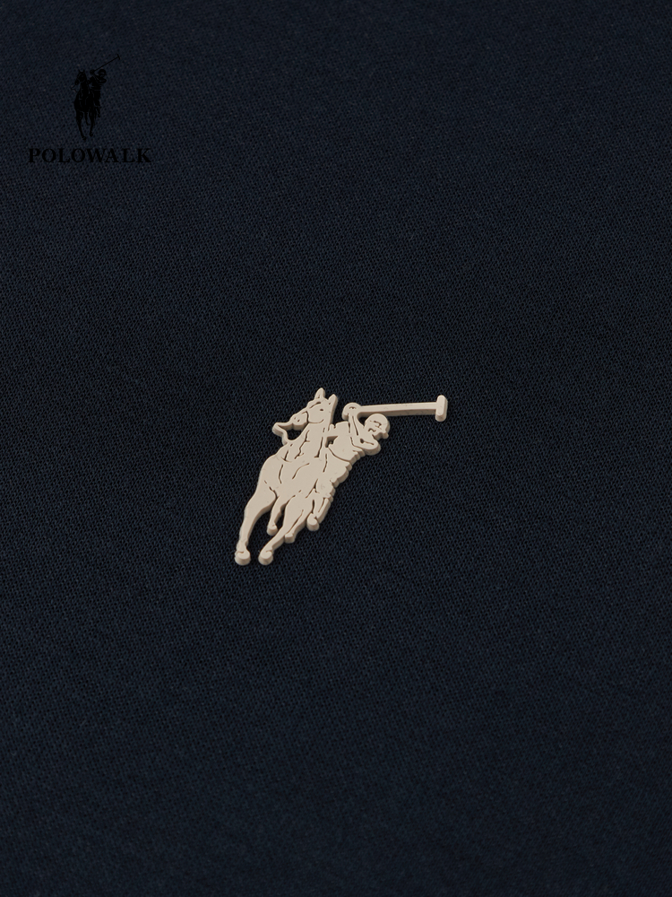 トレーナー　メンズ シンプル刺繍入り丸首スウェット