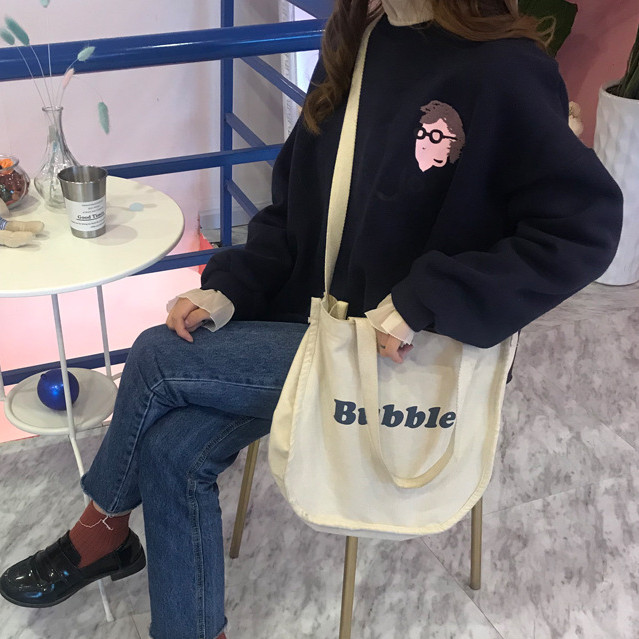 大容量文字プリントキャンバストートバッグ