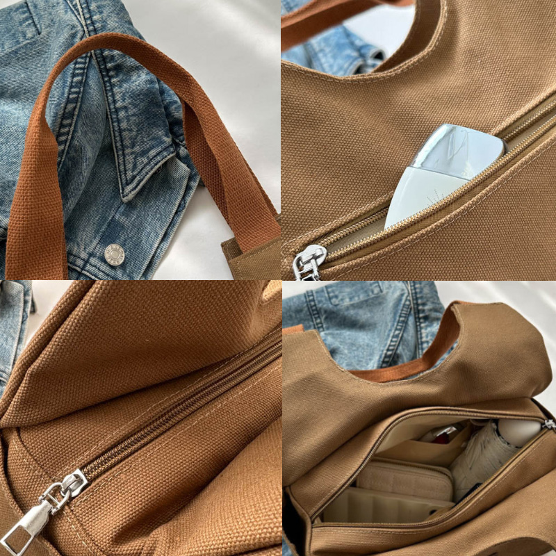 大容量キャンバストートバッグ 手提げ肩掛け二用マザーズバッグ