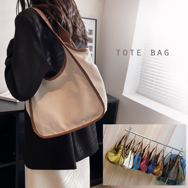 丈夫なキャンバストートバッグ 肩掛け無地きれいめ