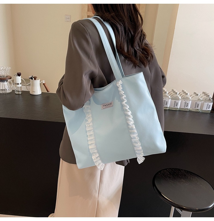 キャンバストート フリル装飾 優美トートバッグ