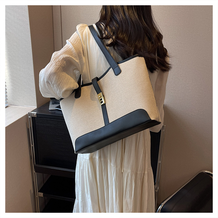 キャンバストート 上品な麻混素材ミニトート