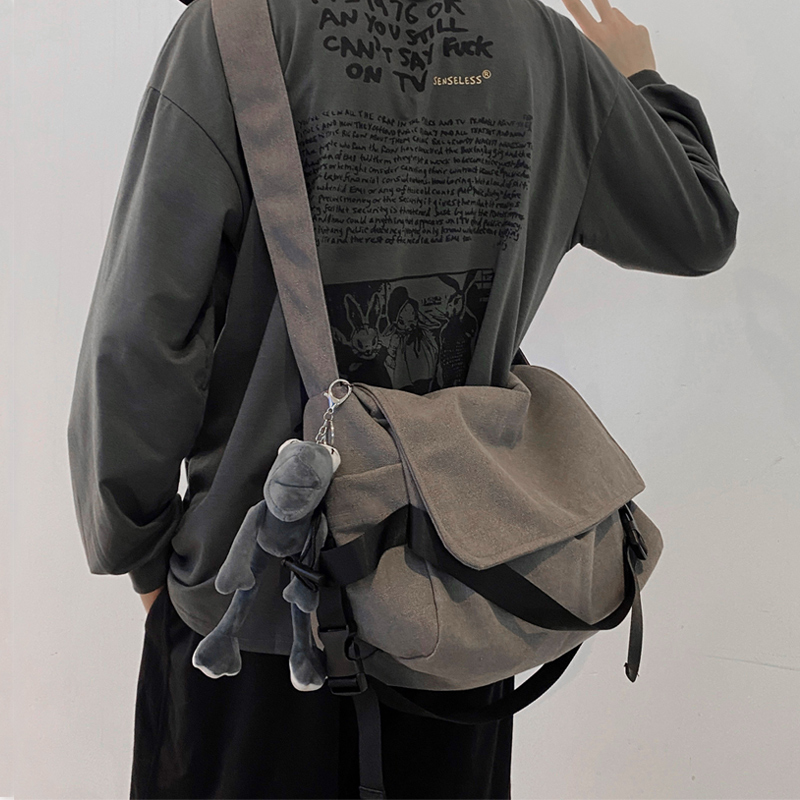 キャンバストート 多機能フラップ付きキャンバス斜め掛けかばん